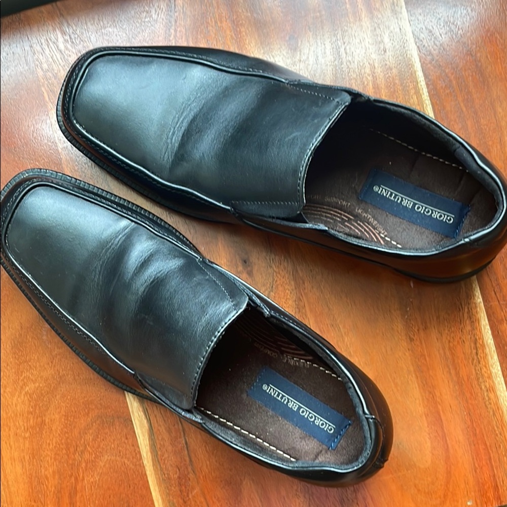 [Giorgio Brutini] Black Leather Loafers Slip-On